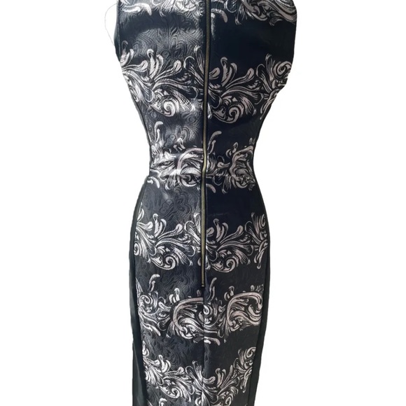 H&M Black Brocade Sleeveless Dress Size 6 - Picture 2 of 4